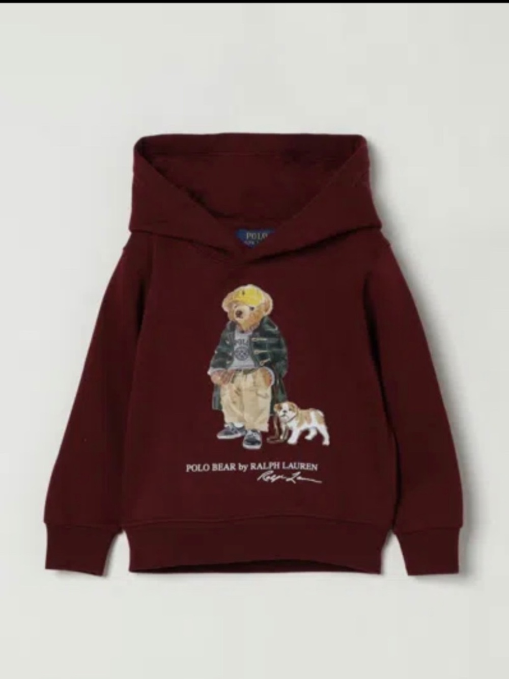 Kids polo bear Hoodie in burgundy Ralph Lauren